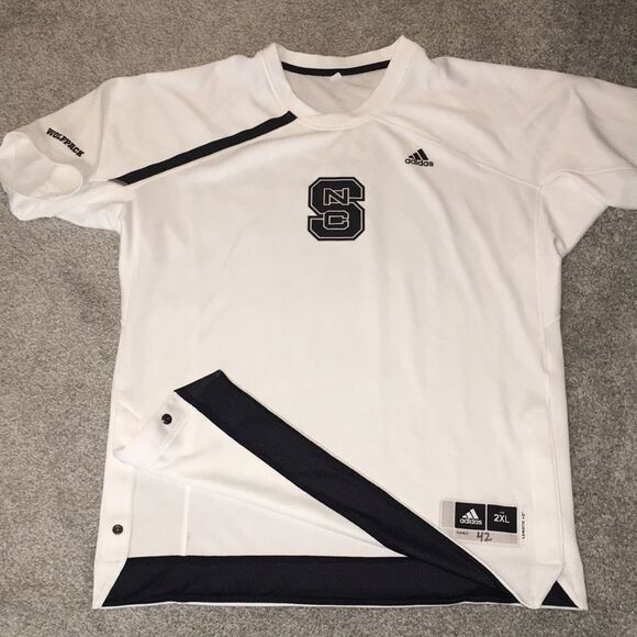 Team issue #42 Adidas NC State Wolfpack White basketball warm up Jersey Jacket - Picture 1 of 6